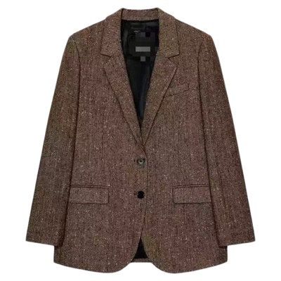 休闲羊毛混纺人字斜纹西装外套