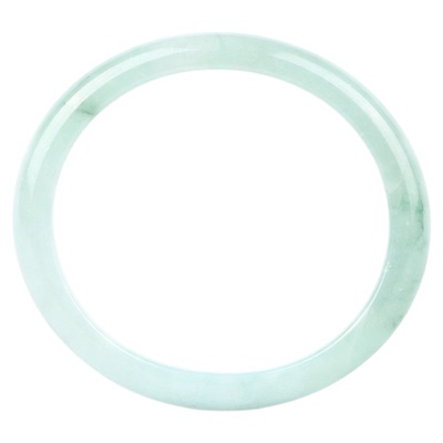 翡翠细圆条手镯浅绿飘花油青色