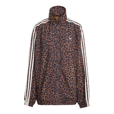 Adidas/阿迪达斯正品三叶草女士立领宽松时尚猎豹印花外套JW7301