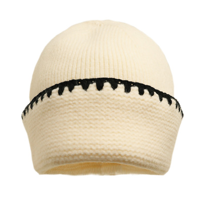 韩系氛围感秋冬撞色条纹毛线帽