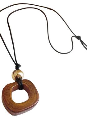 黑绳天然长款项链女吊坠配饰简约