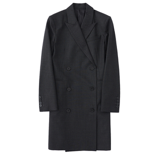 高级感通勤 2026早春新款双排扣修身显高显瘦精纺羊毛西装连衣裙