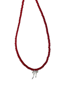 琉璃串珠本命红好运蝴蝶结项链