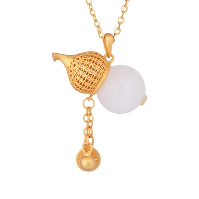 女王节葫芦老庙黄金项链925银