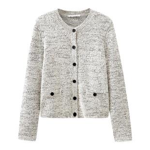 水云间杂色毛衣外套针织开衫女混纱肌理感长袖上衣高克重2026新款