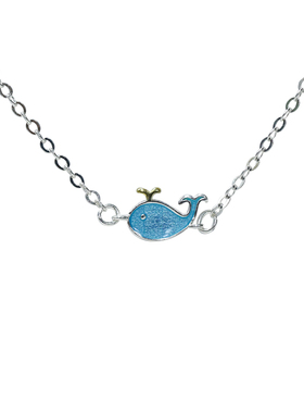 日韩版S925纯银蓝色小鲸鱼手链海洋清新甜美手环时尚气质银饰女式