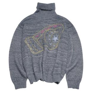 STILLYOU原创趣味提花针织衫套头仿貂毛高领毛衣女宽松软糯保暖冬