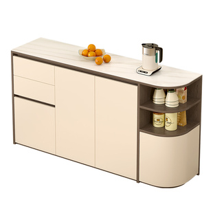 厨房圆角柜岩板圆弧餐边柜靠墙一体储物柜薄柜客厅茶水柜子9G363