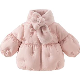戴维贝拉女童三防羽绒服宝宝洋气上衣新款冬装儿童白鸭绒外套童装