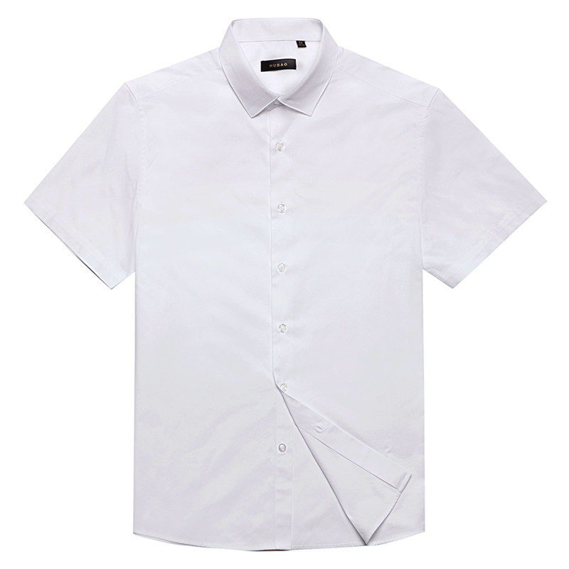 虎豹夏季白衬衫男短袖尖领商务正装修身半袖职业装工作服衬衣