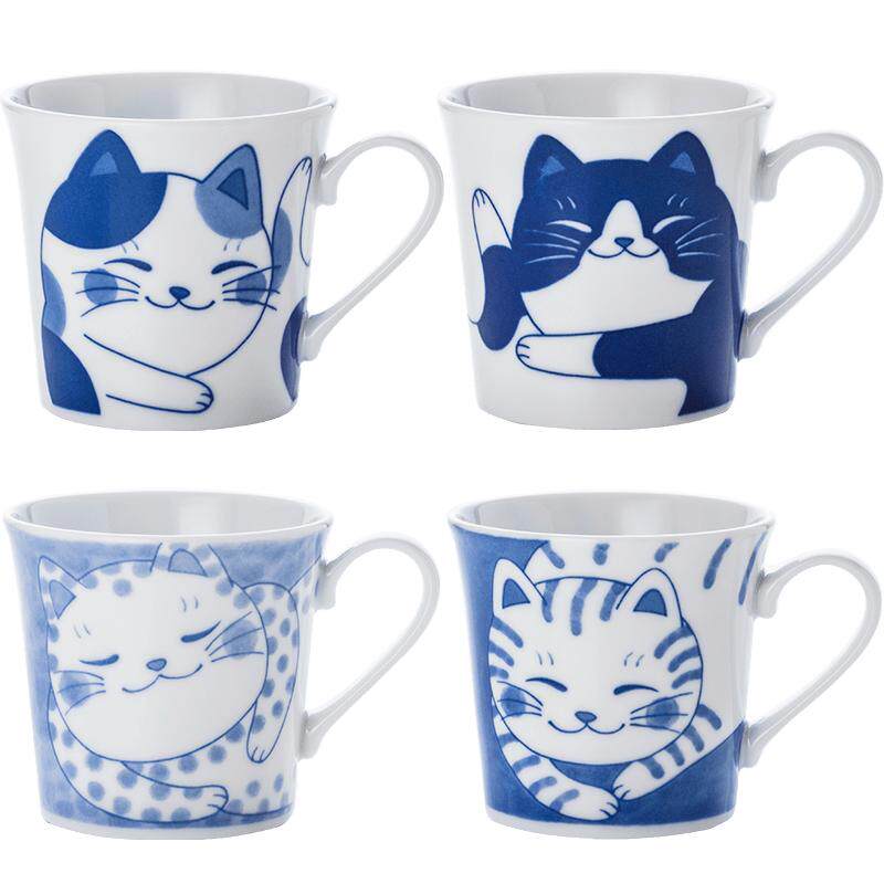 日本进口马克杯可爱猫咪图案陶瓷杯子家用日式猫猫卡通创意水杯