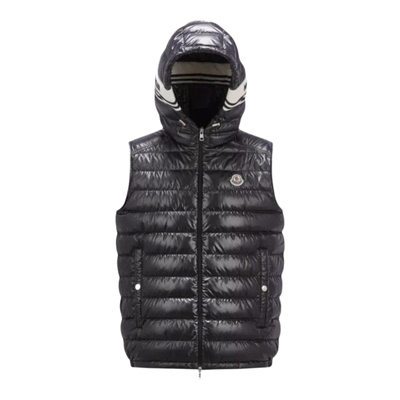 Moncler黑色薄款羽绒服马甲风帽