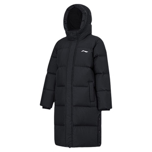 李宁儿童长款羽绒服2025冬季新款男童女童连帽羽绒服加厚保暖外套