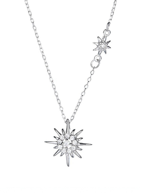 维也纳星光六芒星纯银锁骨链项链