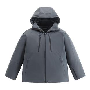 太平鸟男装连帽户外羽绒服冬季保暖时尚潮流印花面包服