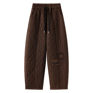 高腰显瘦灯笼裤女红色2026新款宽松哈伦休闲裤女大码加绒加厚棉裤