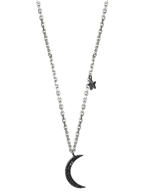 s925纯银黑色星月项链简约大方