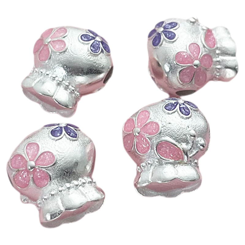 S925纯银滴胶珐琅梅花福袋隔珠