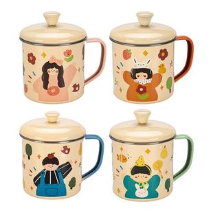 摩登主妇一家四口316L不锈钢杯子防摔儿童水杯带盖家用宝宝敞口杯