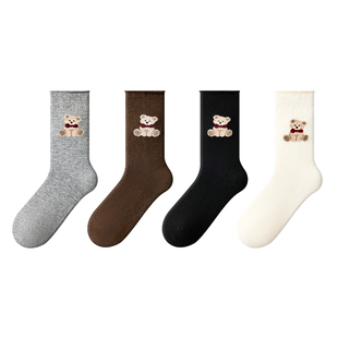 PRIMEET/派米羊毛袜子女款可爱中筒袜秋冬加厚保暖配勃肯无骨发热