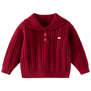 Banxidi儿童毛衣秋冬装2025新款洋气宝宝毛线衣女童针织衫冬季