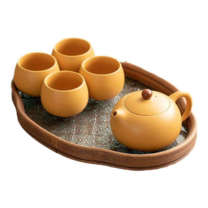 黄段泥紫砂西施壶功夫茶具套装