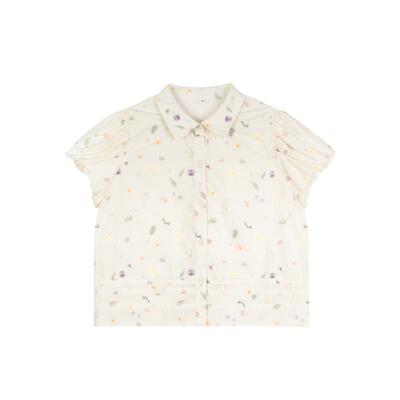 LLANO植物印花短袖衬衫复古法式