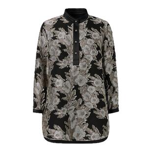 IMM尹默2025年春浮雕提花面料肌理光泽感宽松立领衬衫上衣女