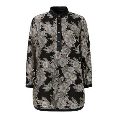 IMM尹默春浮雕提花立领衬衫女