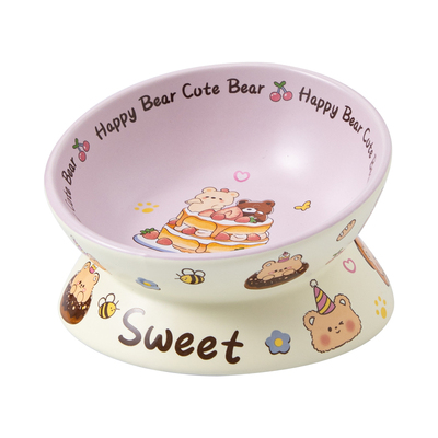 高脚陶瓷防黑下巴保护颈椎猫咪碗