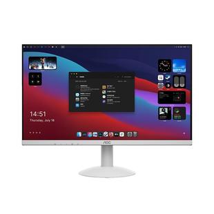 AOC 24英寸IPS办公120Hz超频家用电脑显示器白色台式屏外接笔记本