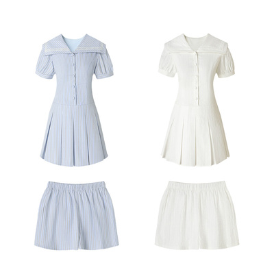 海莉月光Uena泡泡袖衬衫连衣裙