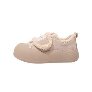 拉夏贝尔尔悦专卖店拉夏贝尔魔术贴加绒二棉鞋女2025新款冬季加厚大头厚底面包勃肯鞋