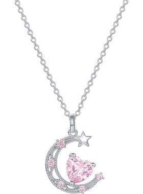 周六福项链女爱心链坠S925银小众本命年礼物送女友