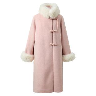 若潮大码女装2025冬季新款国风90鸭羽绒服长款羊毛呢毛绒胖MM