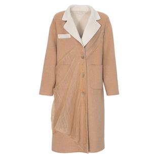 【设计师品牌BLANCORE】2024冬季新款设计感拼纱毛呢大衣风衣外套