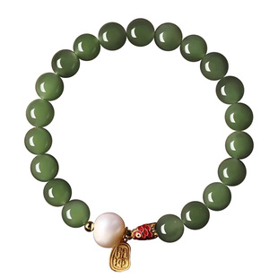 遇见普陀山天然和田玉手链上岸好运锦鲤手串送女友中高考毕业礼物