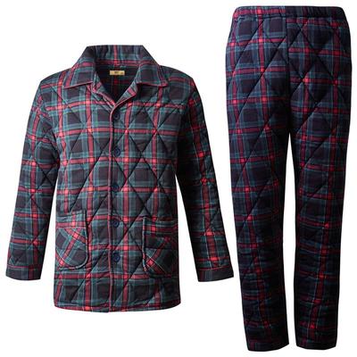 活性印染纯棉夹棉睡衣男秋冬爸爸