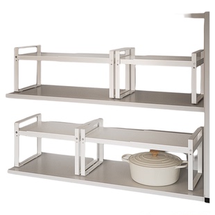 可伸缩厨房置物架橱柜柜内分层架柜子隔板多层锅架调料碗碟收纳架