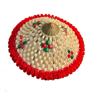 手工竹编花菠萝斗笠帽傣族儿童舞蹈表演草帽成人广场舞道具斗笠帽