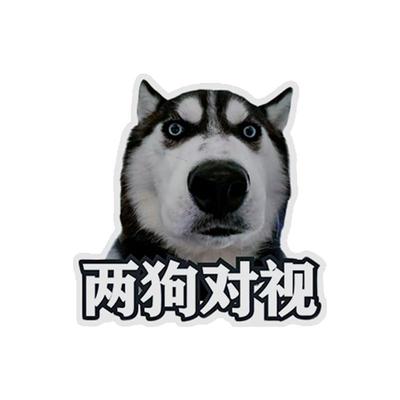 哈士奇表情包两狗对视车贴