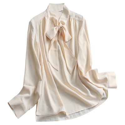蝴蝶结飘带垂感宽松显瘦长袖衬衫