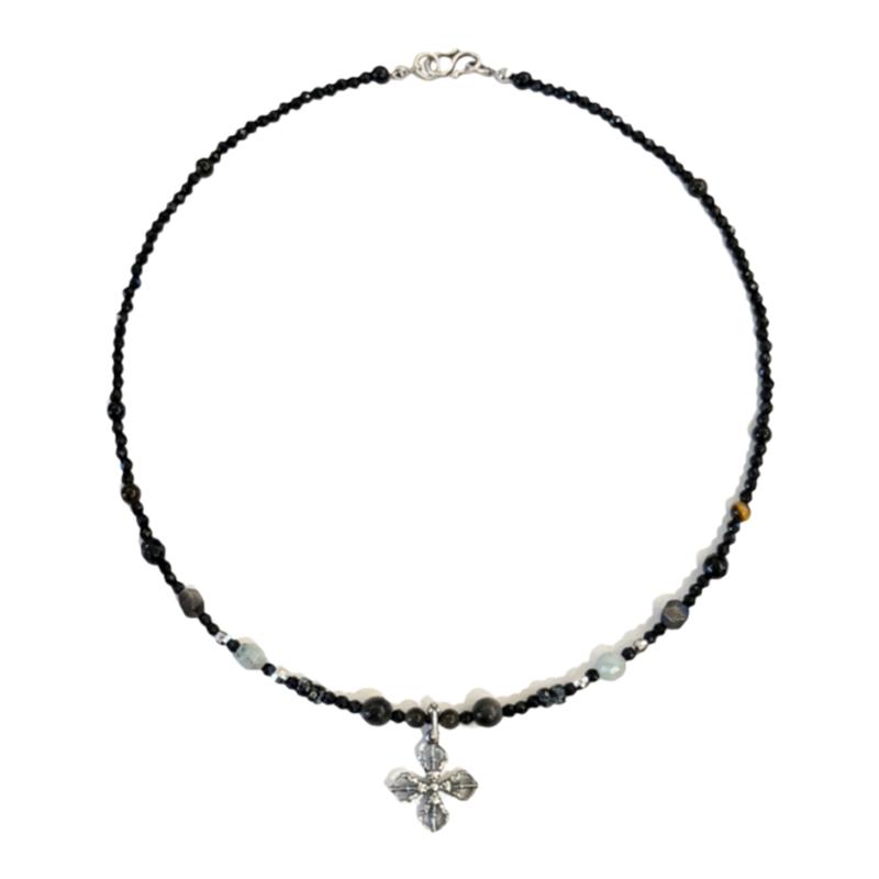 千禧年间纯银十字金刚杵藏风项链