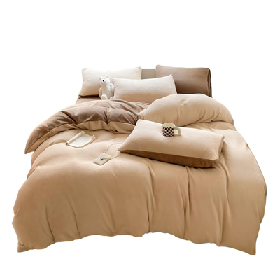 A类冬季加厚牛奶绒四件套双面加厚珊瑚绒被套罩法兰绒床单三件套