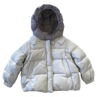 【中童110-160】男童连帽羽绒袄子冬保暖厚女宝双面穿羽绒服外套