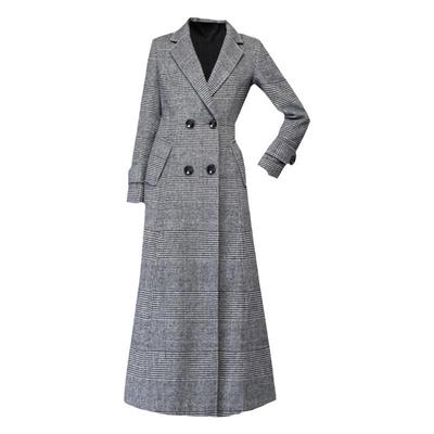 格子羊绒大衣女长款显瘦毛呢外套