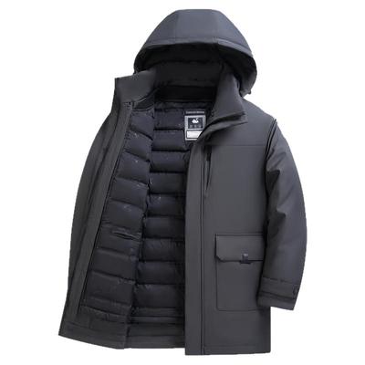 鸭鸭冬季鹅绒服中长款防寒服拆卸