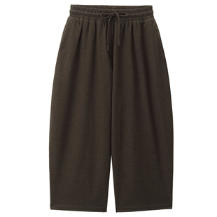 设计师款佐丹奴裤子女装磨毛绒面萝卜裤松紧腰八分休闲裤18425513