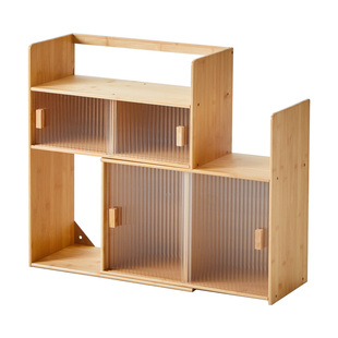 书架桌面收纳柜置物架简易办公室书桌上小型多层架子防尘储物柜子