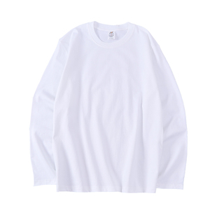 纯棉白色打底衫长袖女内搭t恤宽松重磅230g纯色基础上衣日常打底
